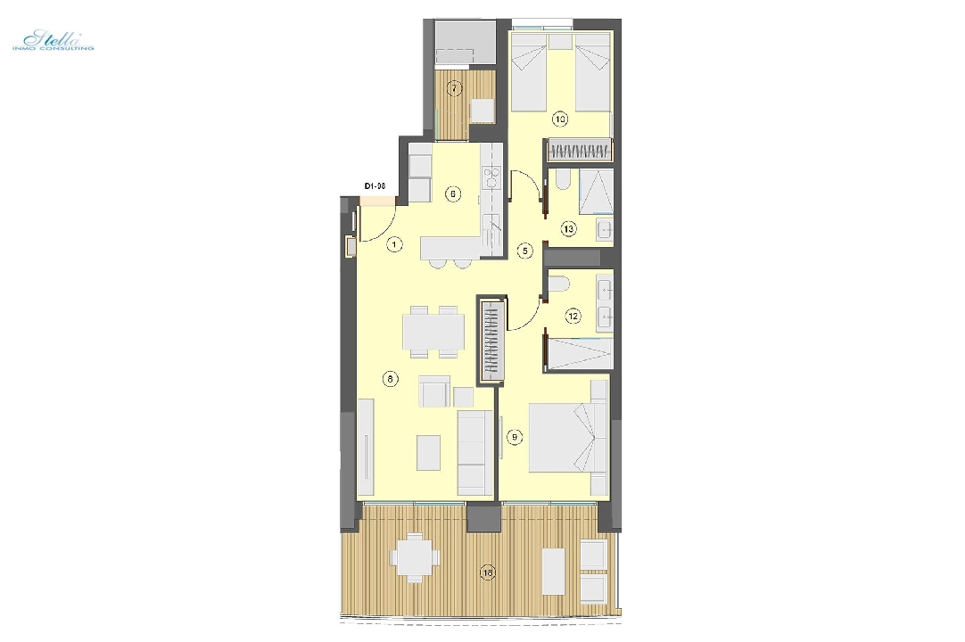apartamento en la planta superior en Benidorm en venta, superficie 101 m², estado first owner, aire acondicionado, 2 dormitorios, 2 banos, piscina, ref.: HA-BEN-113-A02-17