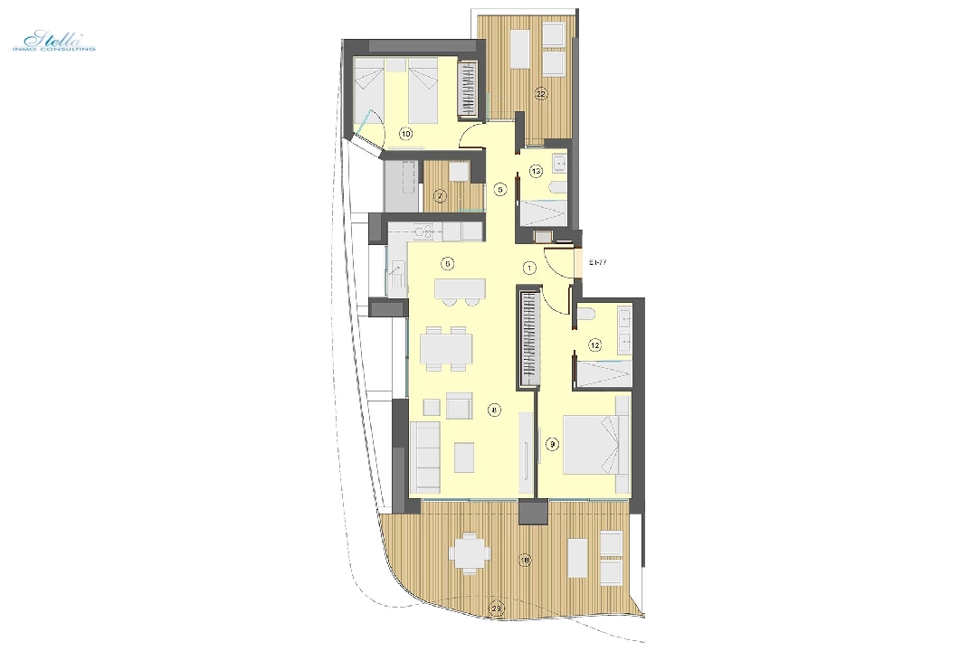 apartamento en la planta superior en Benidorm en venta, superficie 101 m², estado first owner, aire acondicionado, 2 dormitorios, 2 banos, piscina, ref.: HA-BEN-113-A02-18