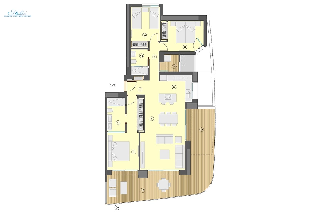 apartamento en la planta superior en Benidorm en venta, superficie 130 m², estado first owner, aire acondicionado, 3 dormitorios, 2 banos, piscina, ref.: HA-BEN-113-A03-18