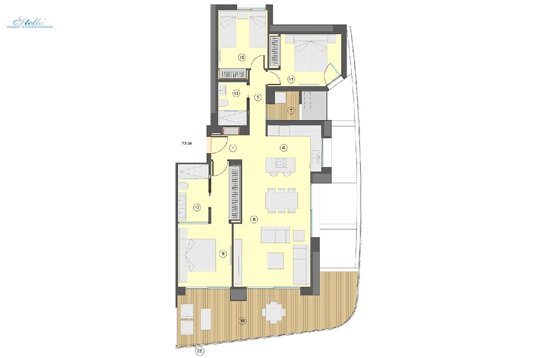 apartamento en la planta superior en Benidorm en venta, superficie 130 m², estado first owner, aire acondicionado, 3 dormitorios, 2 banos, piscina, ref.: HA-BEN-113-A03-19