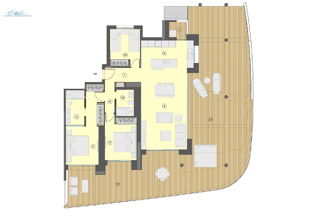 apartamento en la planta superior en Benidorm en venta, superficie 130 m², estado first owner, aire acondicionado, 3 dormitorios, 2 banos, piscina, ref.: HA-BEN-113-A03-22