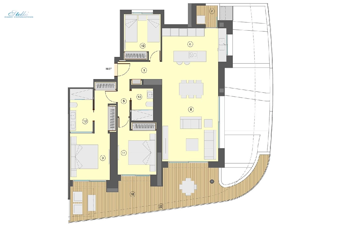 apartamento en la planta superior en Benidorm en venta, superficie 130 m², estado first owner, aire acondicionado, 3 dormitorios, 2 banos, piscina, ref.: HA-BEN-113-A03-25