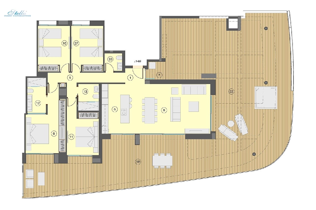 apartamento en la planta superior en Benidorm en venta, superficie 198 m², estado first owner, + fussboden, aire acondicionado, 4 dormitorios, 2 banos, piscina, ref.: HA-BEN-113-A04-16