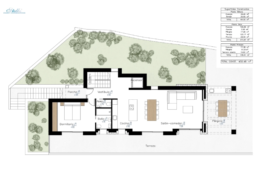 villa en Benissa(Fanadix) en venta, superficie 450 m², aire acondicionado, parcela 800 m², 3 dormitorios, 3 banos, piscina, ref.: CA-H-1562-AMBI-6