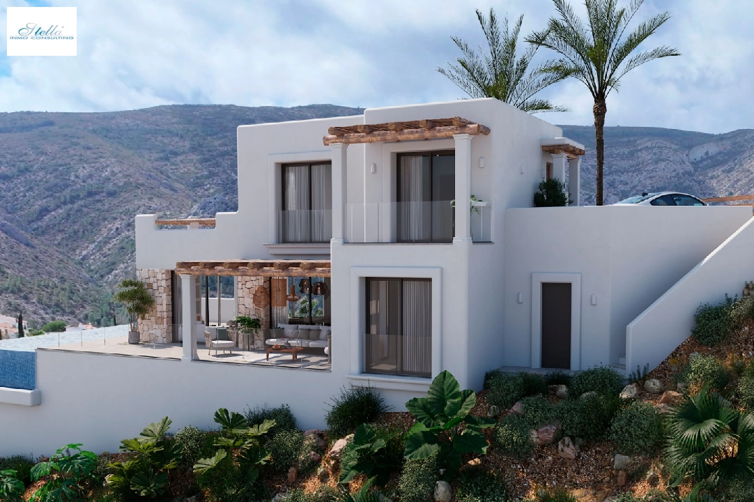 villa en Pedreguer(Monte Solana I) en venta, superficie 252 m², ano de construccion 2025, aire acondicionado, parcela 608 m², 3 dormitorios, 2 banos, piscina, ref.: UM-UV-SERPIS-1