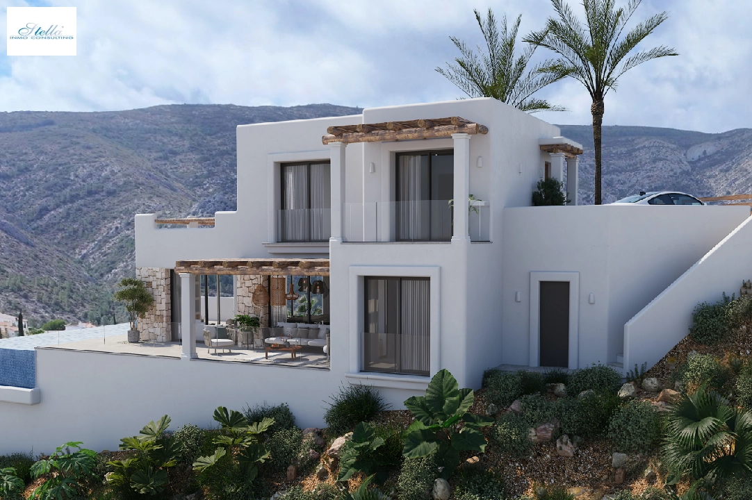 villa en Pedreguer(Monte Solana I) en venta, superficie 252 m², ano de construccion 2025, aire acondicionado, parcela 608 m², 3 dormitorios, 2 banos, piscina, ref.: UM-UV-SERPIS-15