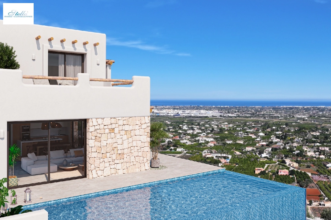 villa en Pedreguer(Monte Solana I) en venta, superficie 252 m², ano de construccion 2025, aire acondicionado, parcela 608 m², 3 dormitorios, 2 banos, piscina, ref.: UM-UV-SERPIS-3