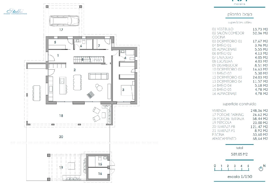 villa en Moraira en venta, superficie 248 m², aire acondicionado, parcela 800 m², 4 dormitorios, 5 banos, piscina, ref.: BI-MT.H-795-11