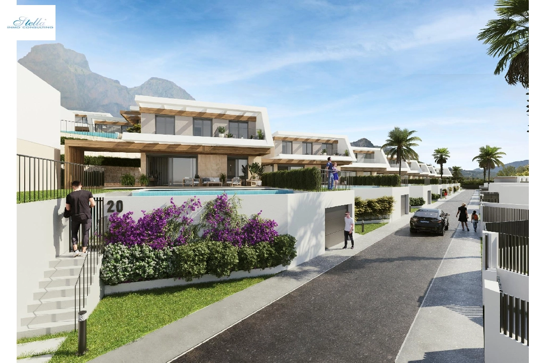 villa en Polop(Urbanizaciones) en venta, superficie 140 m², aire acondicionado, parcela 322 m², 3 dormitorios, 2 banos, piscina, ref.: AM-1240DA-3700-5