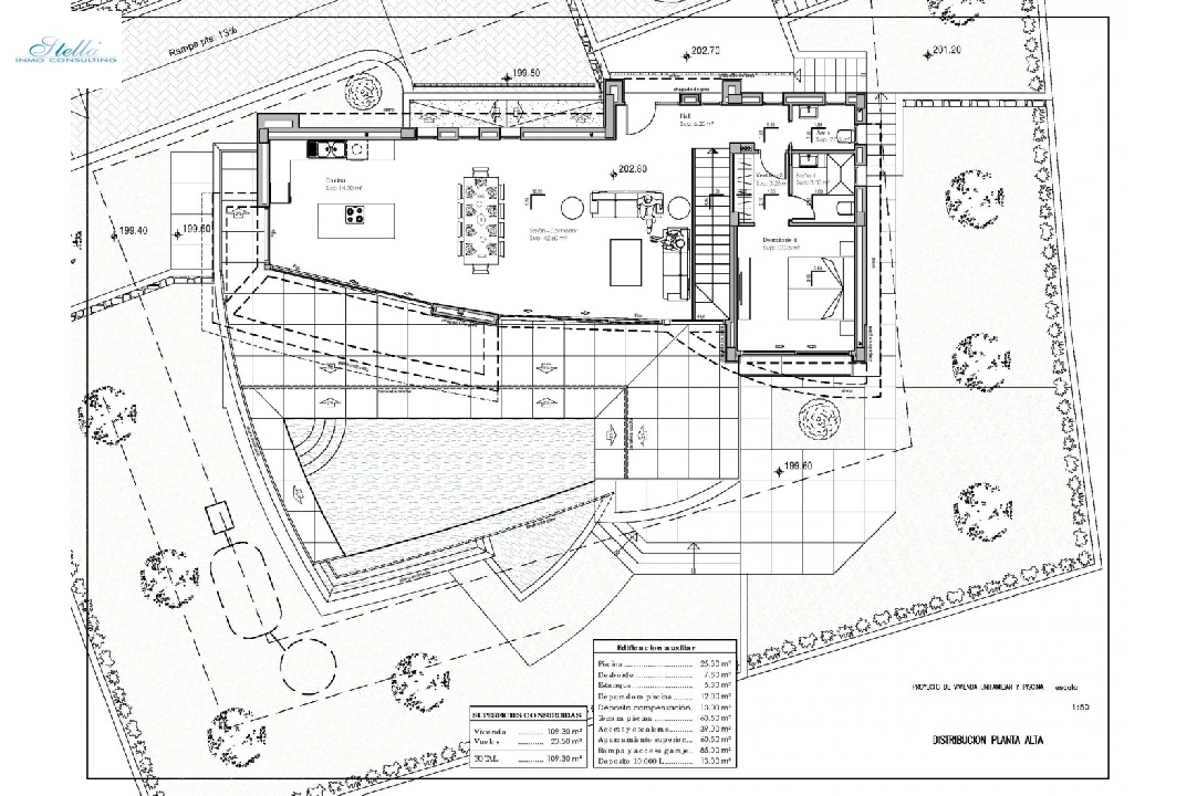 villa en Calpe en venta, superficie 273 m², ano de construccion 2022, aire acondicionado, parcela 805 m², 4 dormitorios, 4 banos, piscina, ref.: AM-11772DA-21