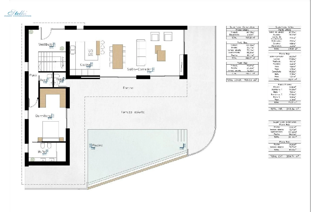 villa en Benissa en venta, superficie 359 m², ano de construccion 2024, aire acondicionado, parcela 1040 m², 4 dormitorios, 3 banos, piscina, ref.: AM-11858DA-21